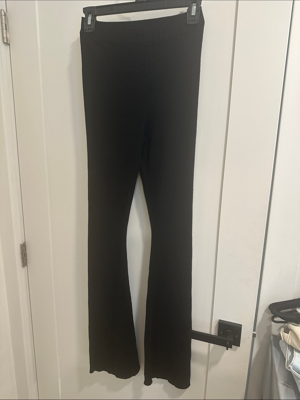 Free People Movement Black Ribbed Knit Flare Pants